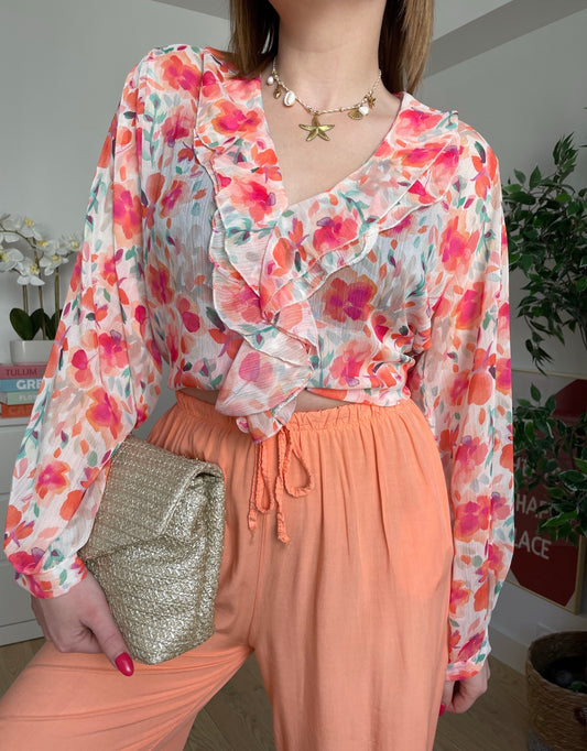 Pantalon fluide saumon CLAIRE