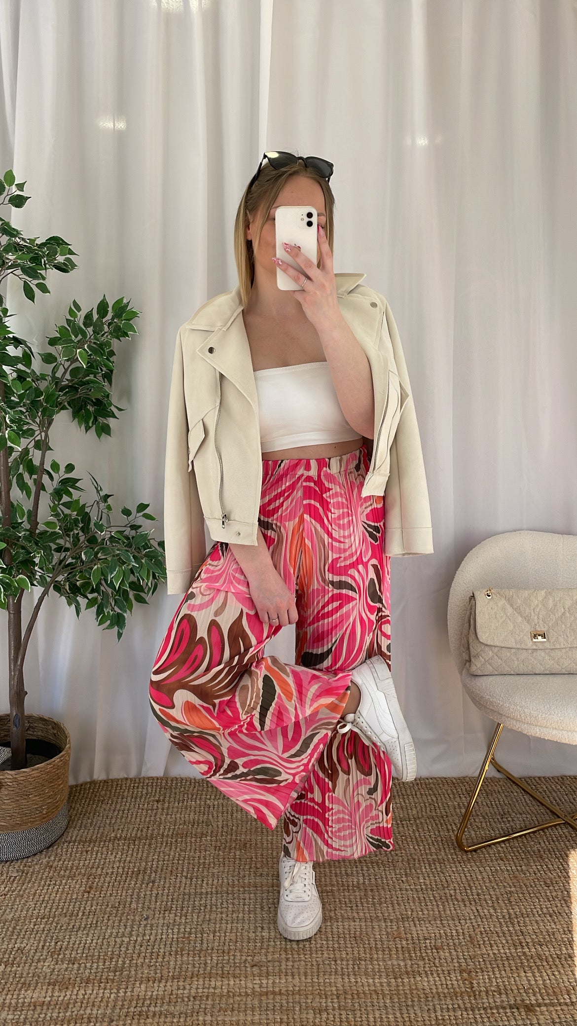 Pantalon plissé TAGADA - Rose & Vert