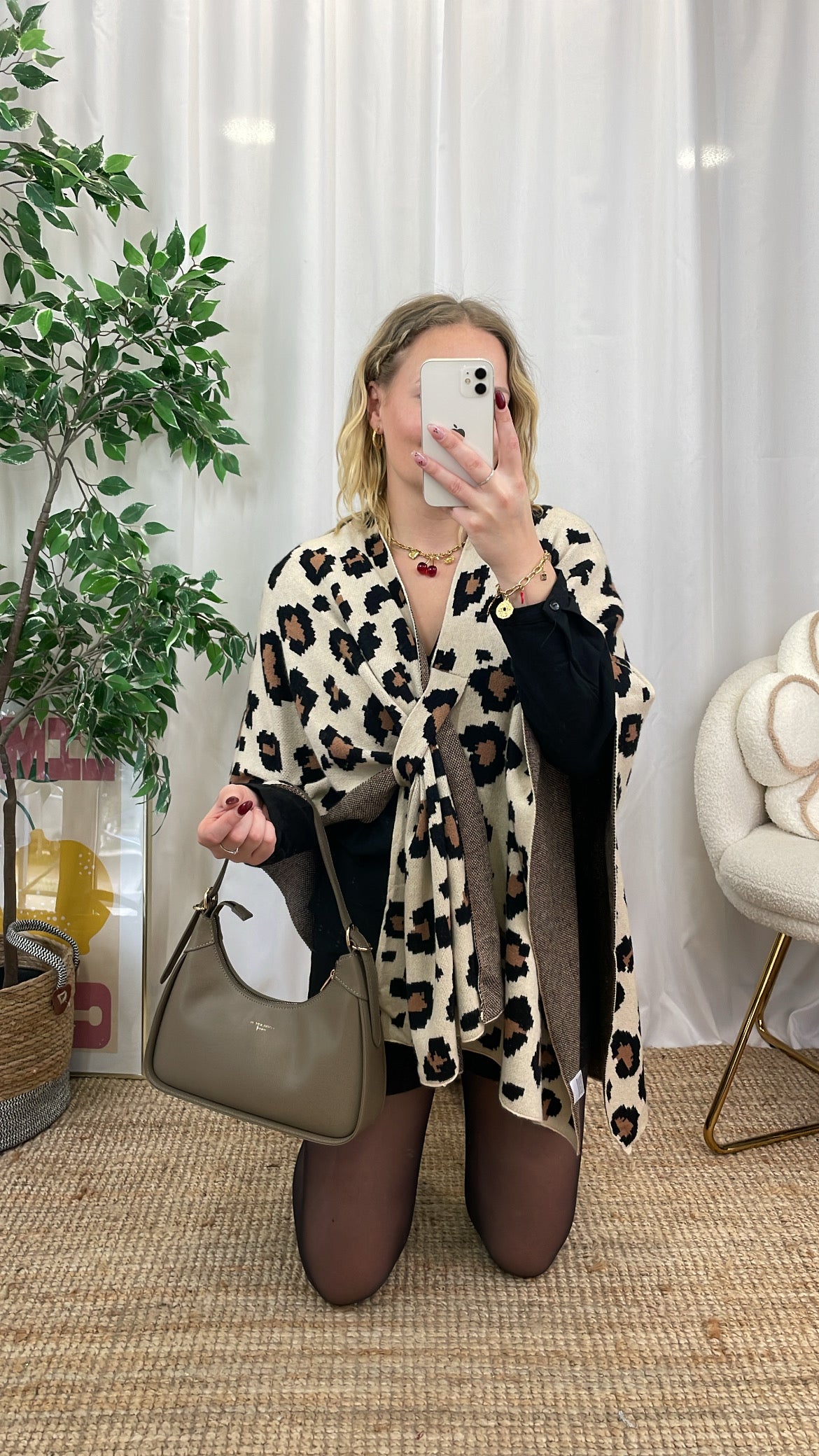 Poncho léopard écru FANIA