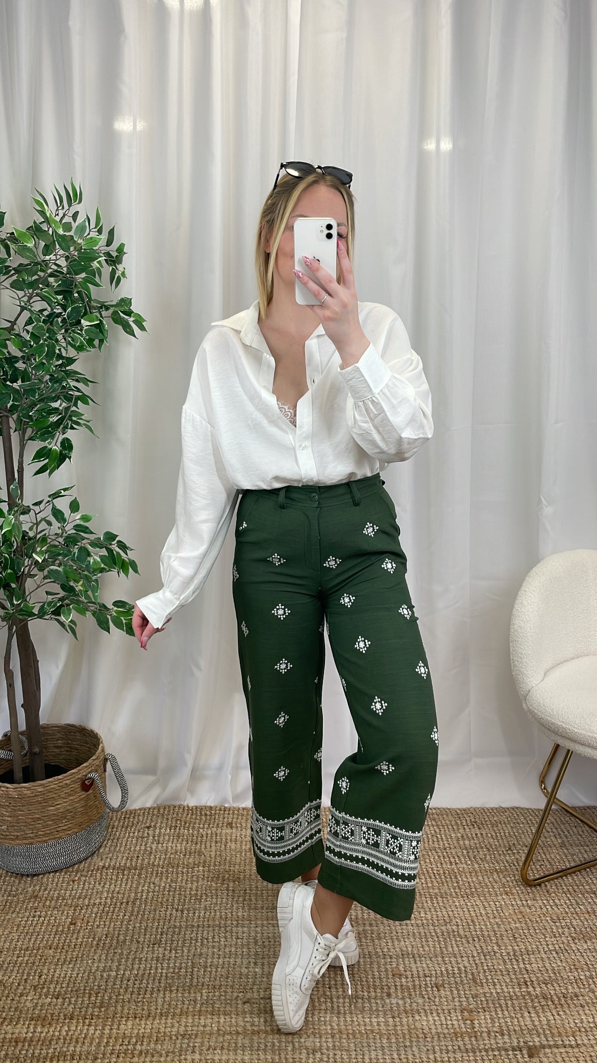 Pantalon en lin VINITO - Kaki