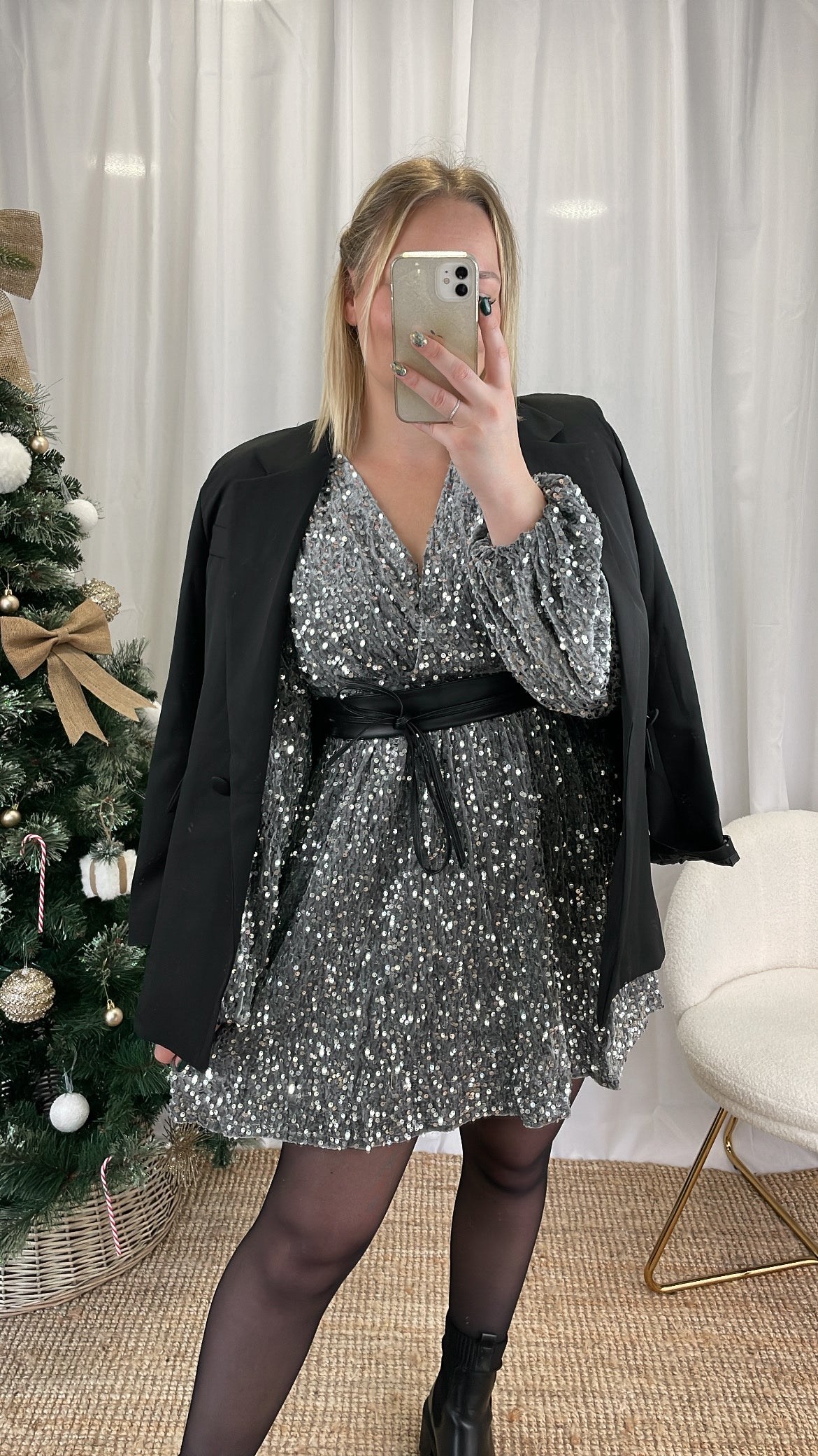 Robe à sequins grise LEXA
