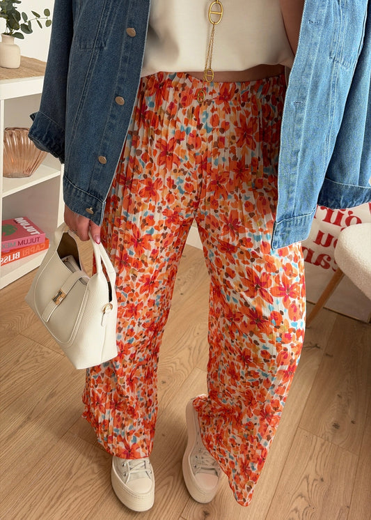 Pantalon plissé à motifs orange - NOLA