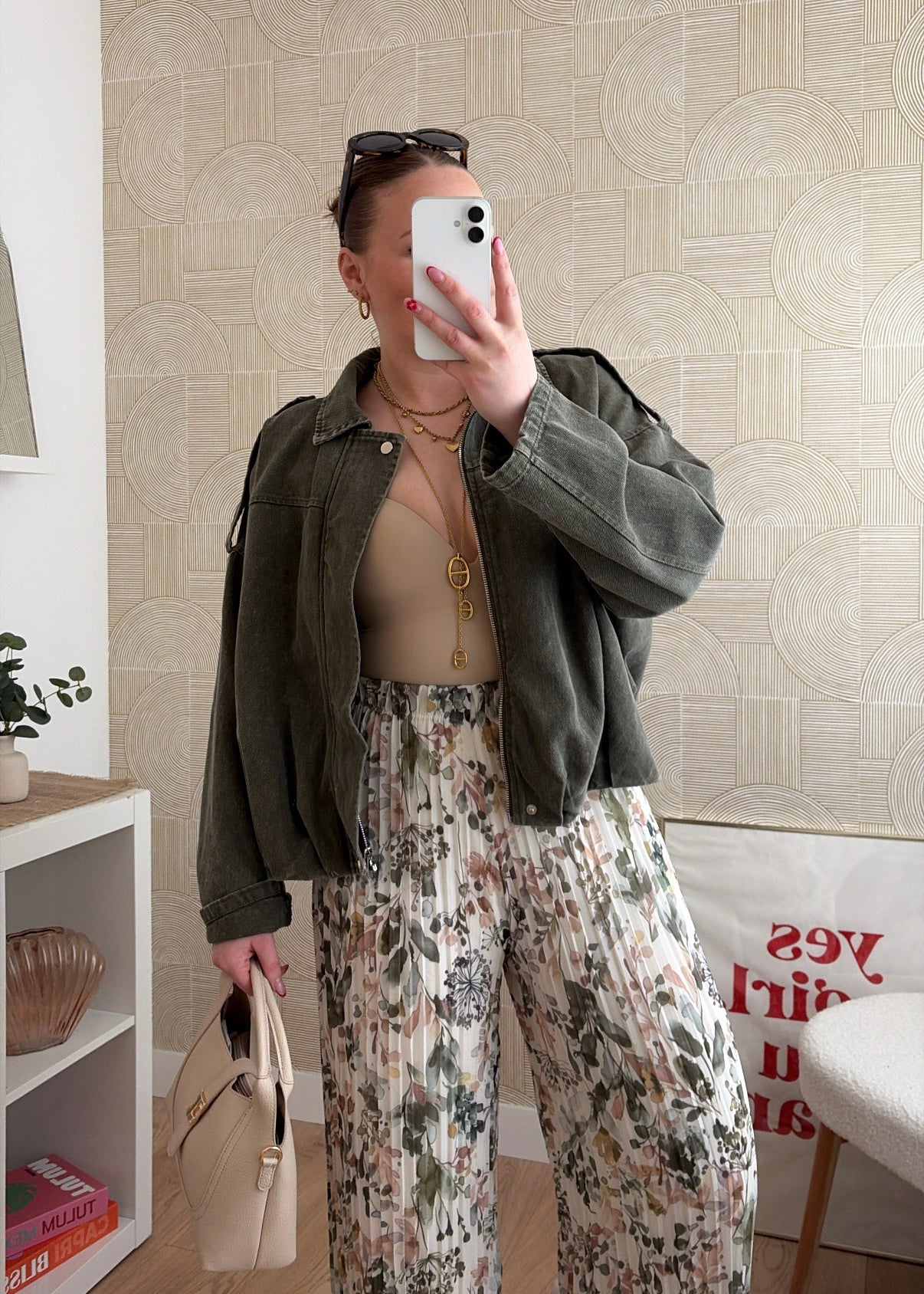 Pantalon plissé à motifs kaki - HIRMA