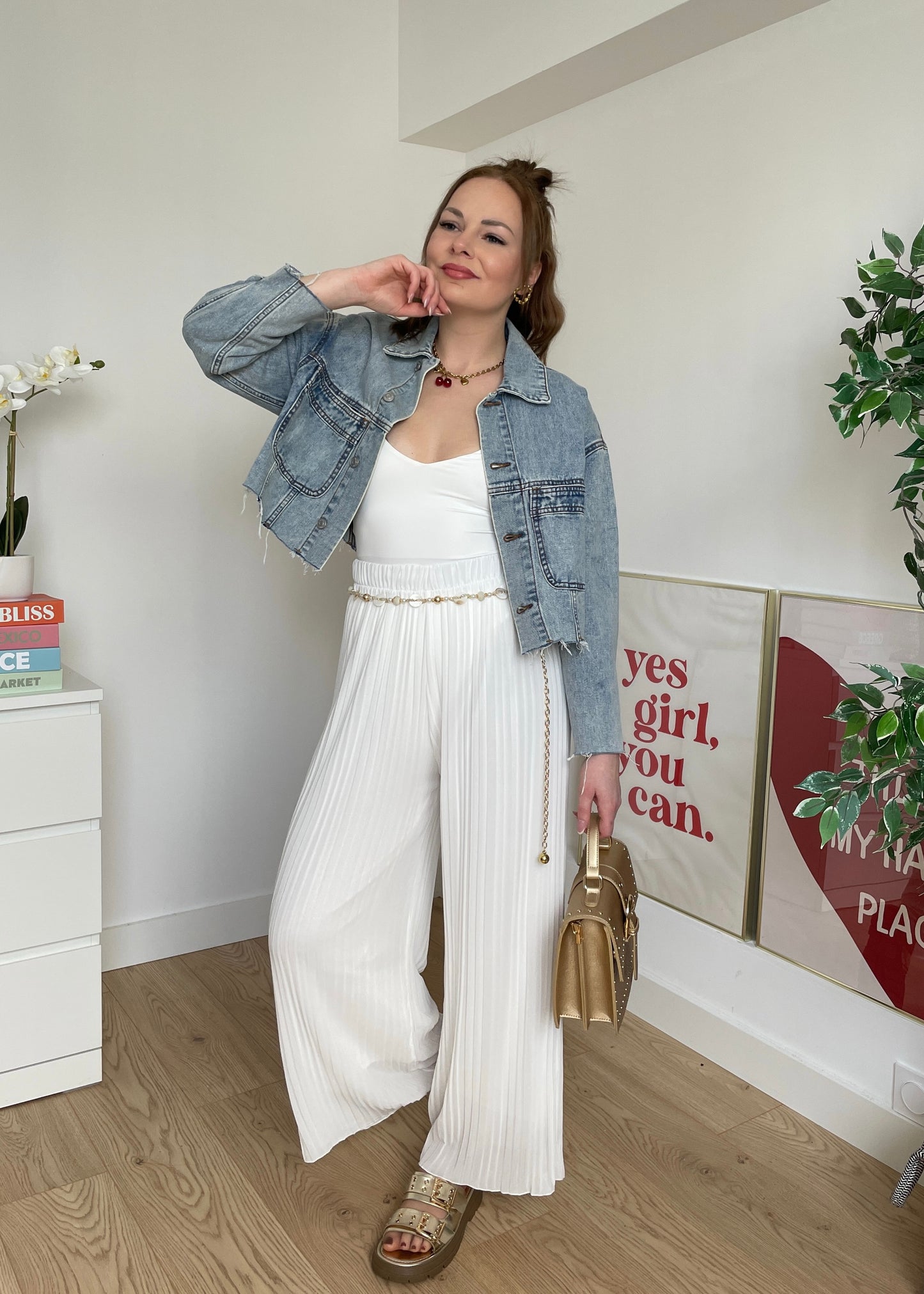 Pantalon plissé blanc LYNE