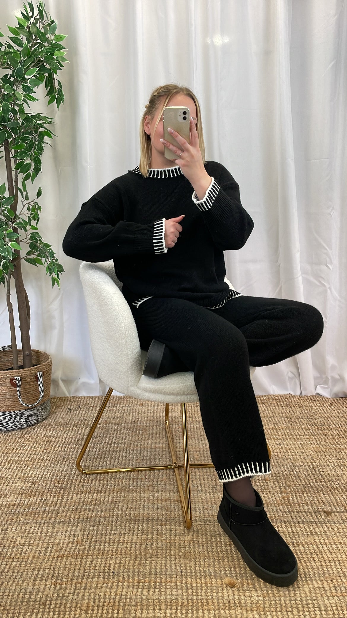 Ensemble en maille noir JASPER