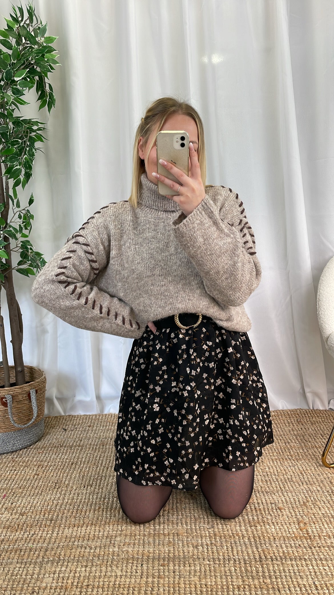 Pull col roulé beige PALIO