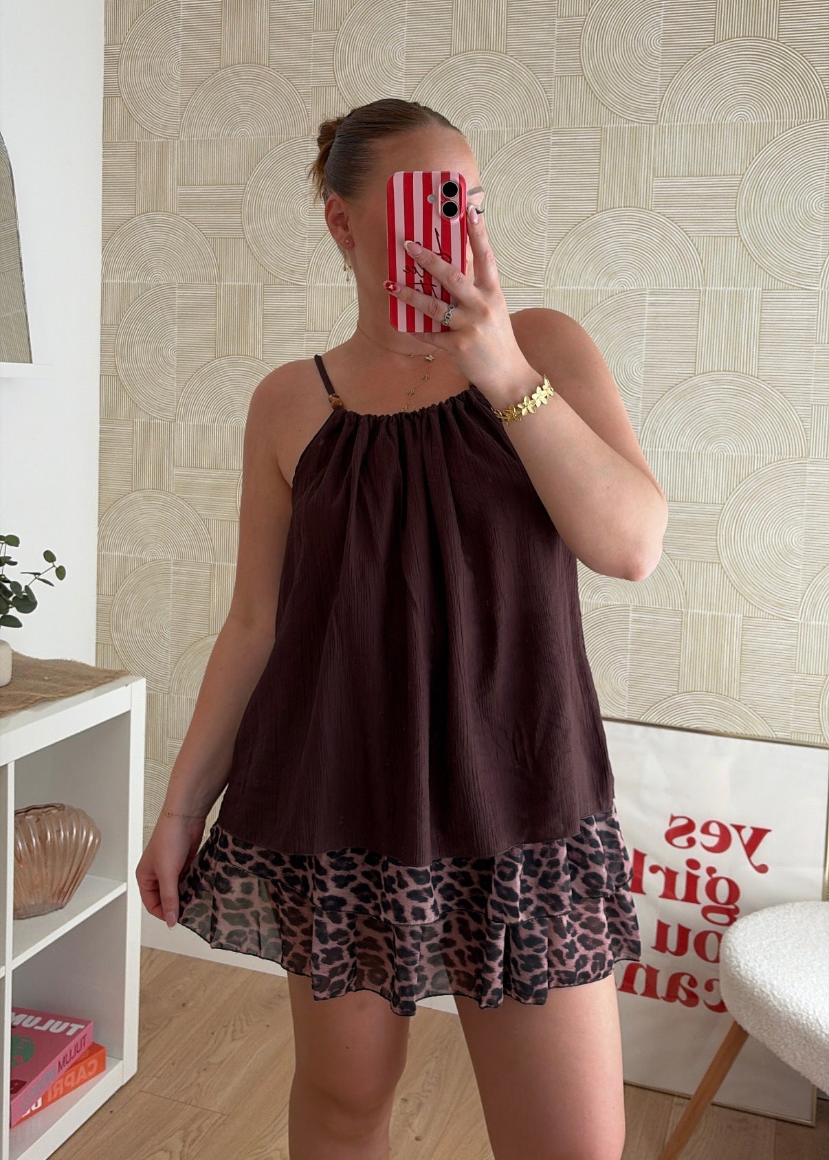 Top léger perles choco - CAMILLE
