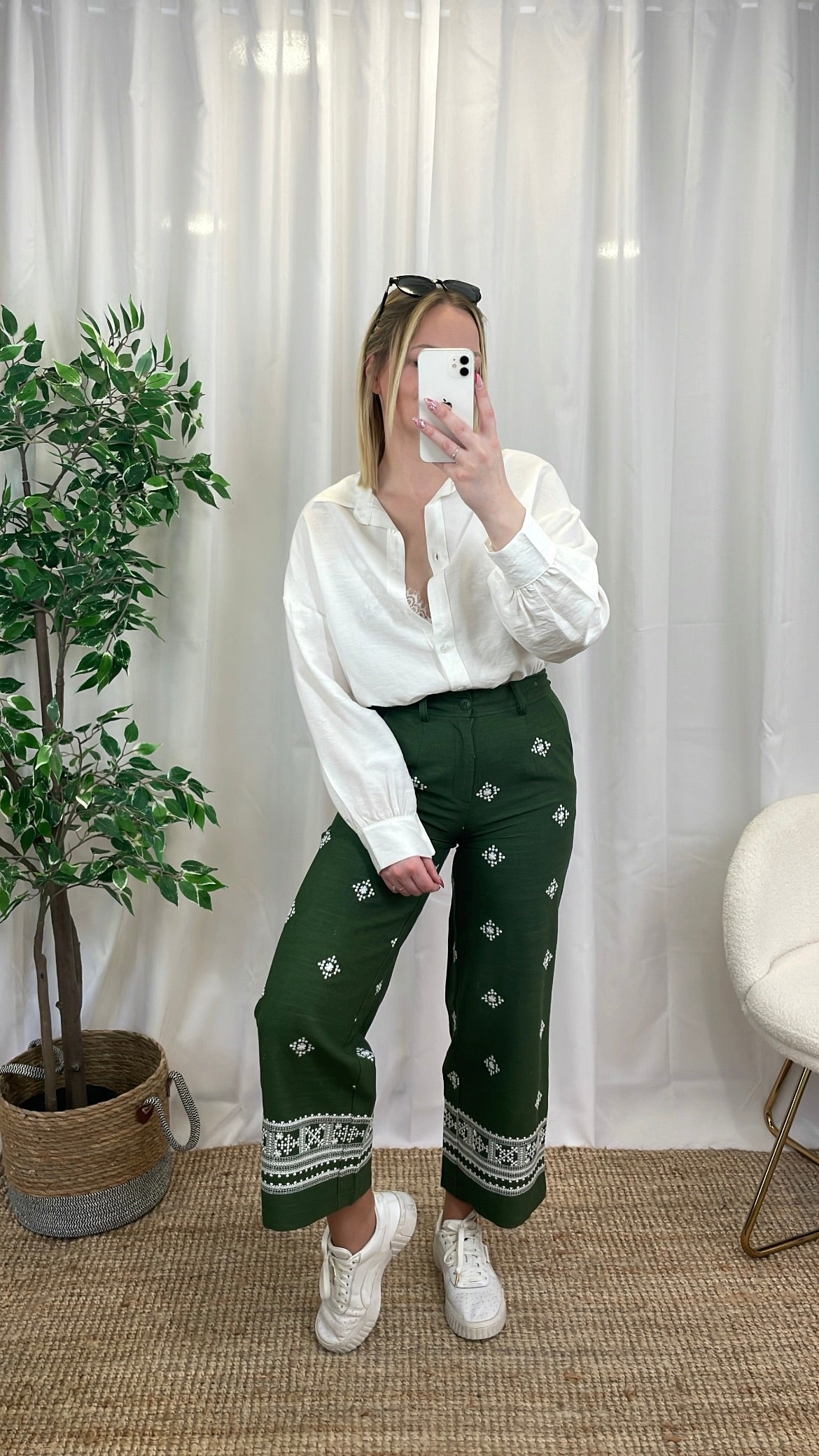 Pantalon en lin VINITO - Kaki