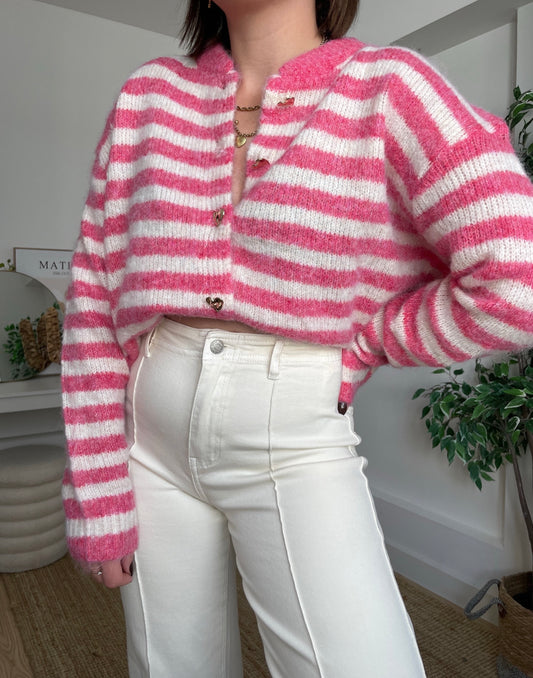 Pull marinière rose - CELIAN