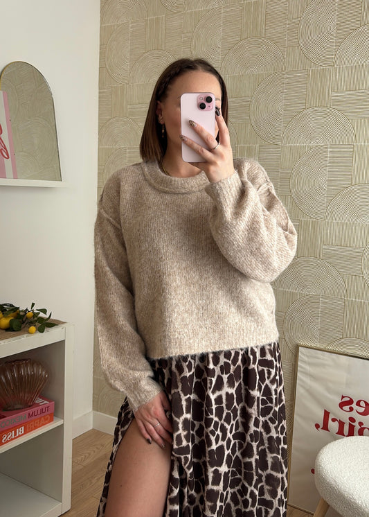 Pull à surpiqûres - TAUPE