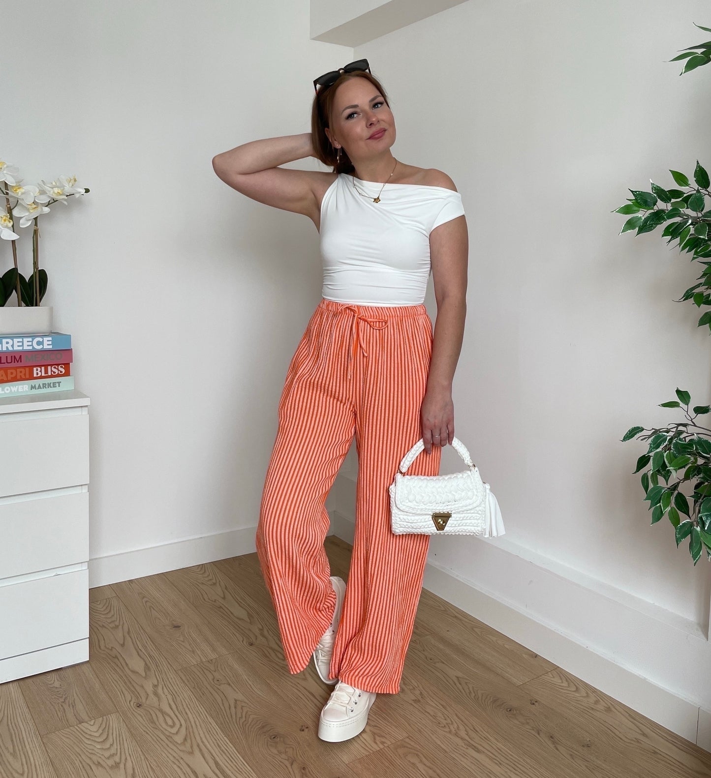 Pantalon gaze de coton orange LUCIA