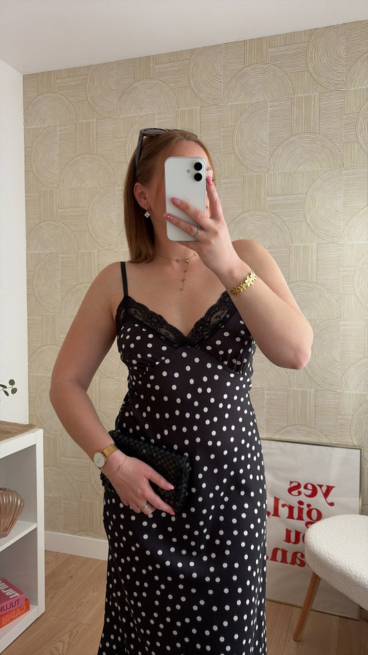 Robe longue à pois noir - NIRMA