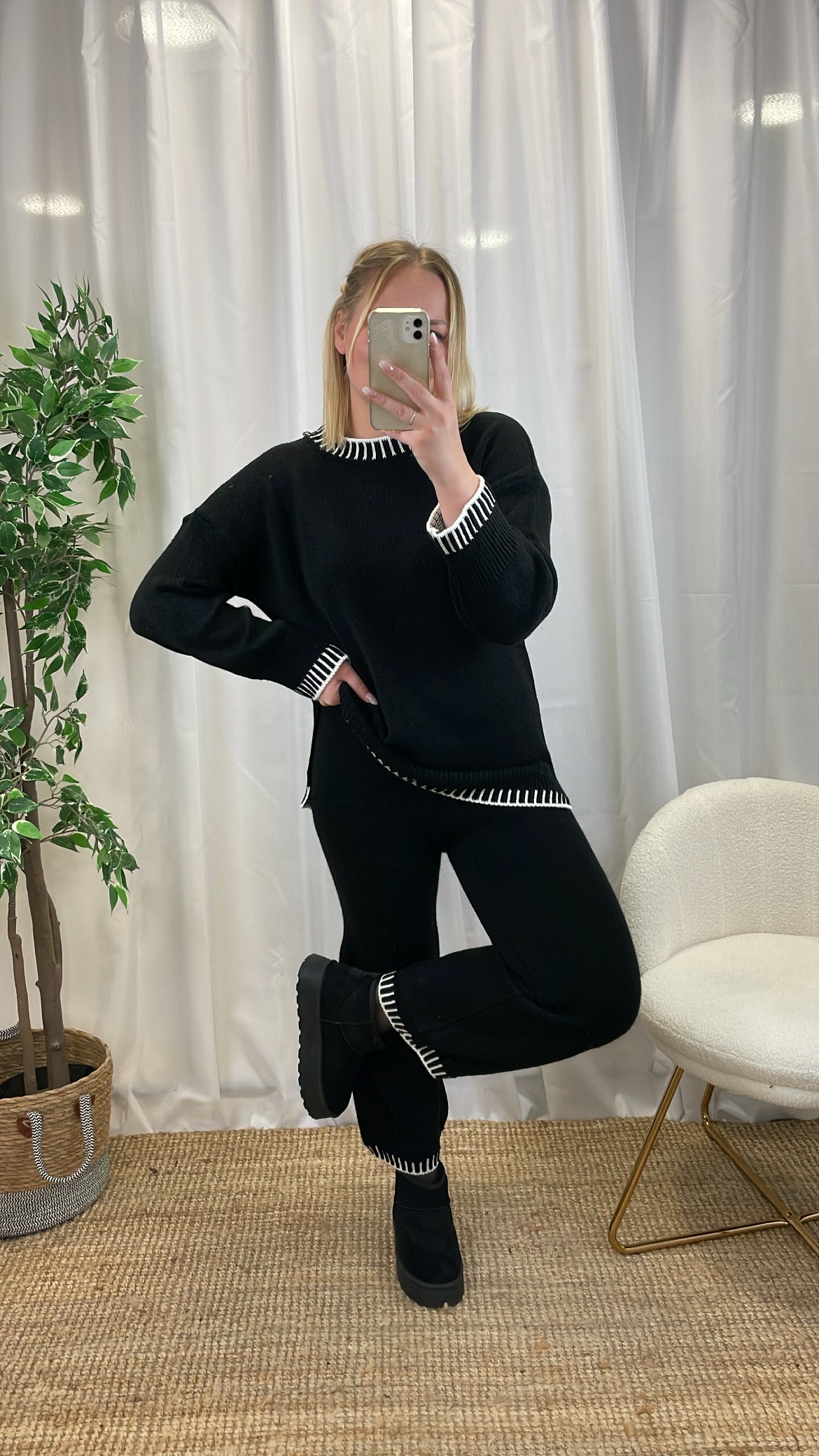 Ensemble en maille noir JASPER