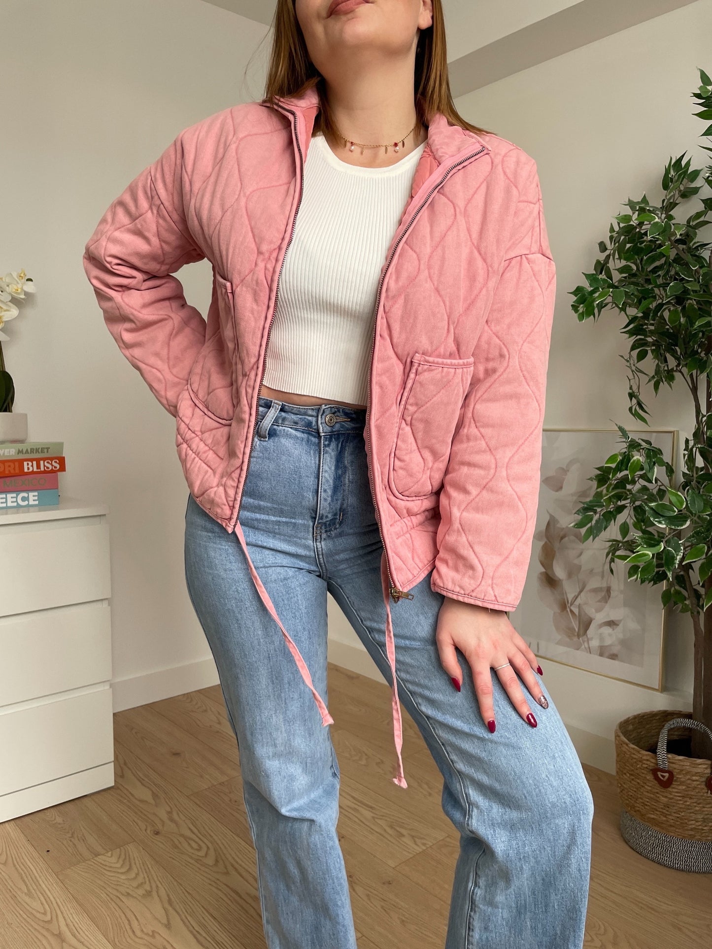 Veste matelassée rose INES
