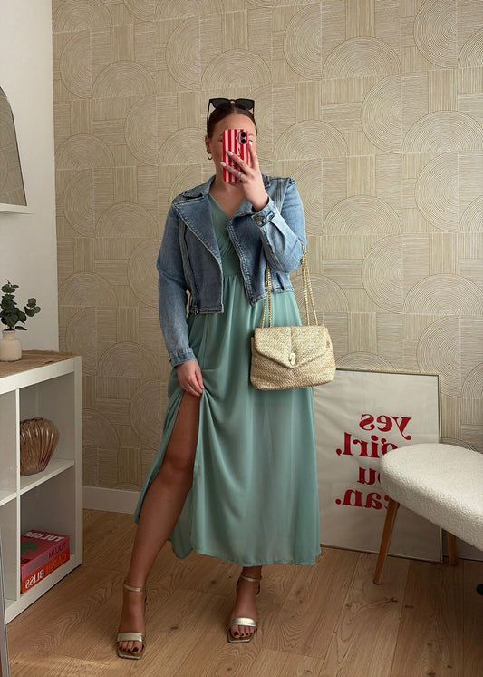 Robe longue vert d'eau - KARLIA
