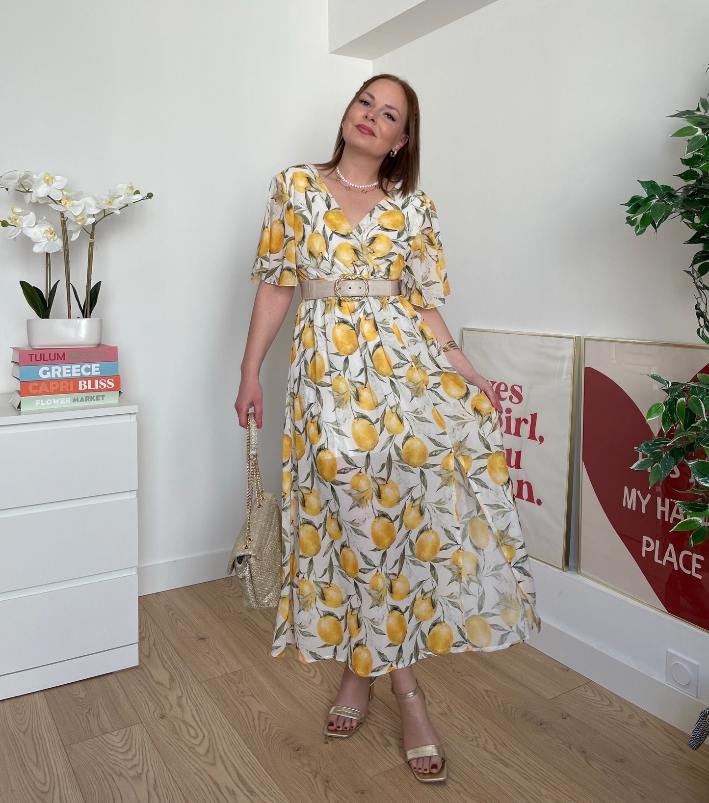 Robe longue à motifs CITRON