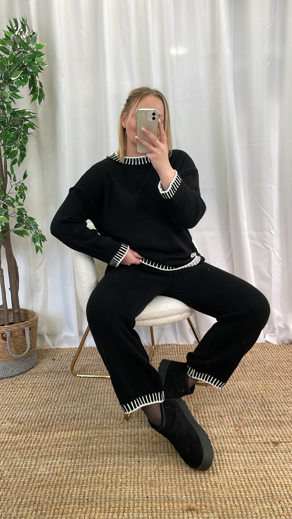Ensemble en maille noir JASPER