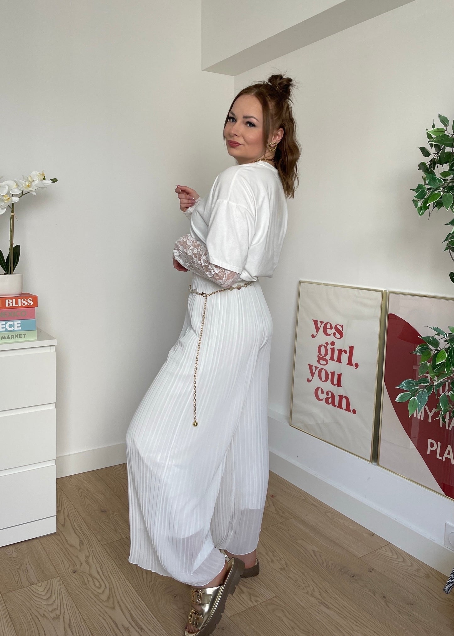 Pantalon plissé blanc LYNE