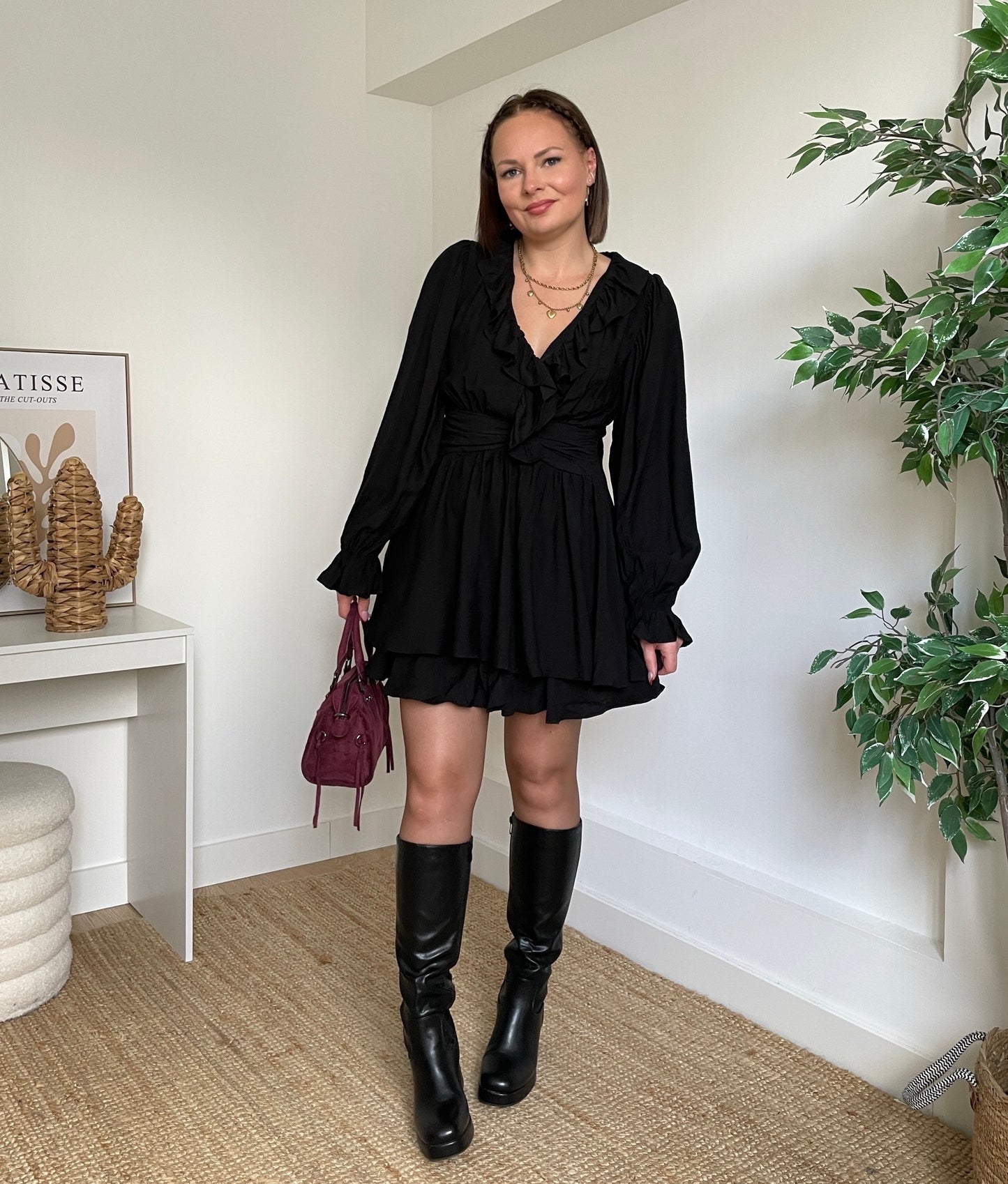 Robe courte unie - BLACK