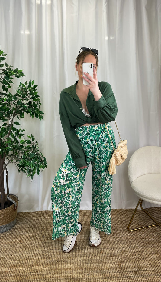 Pantalon plissé HAWA - Vert