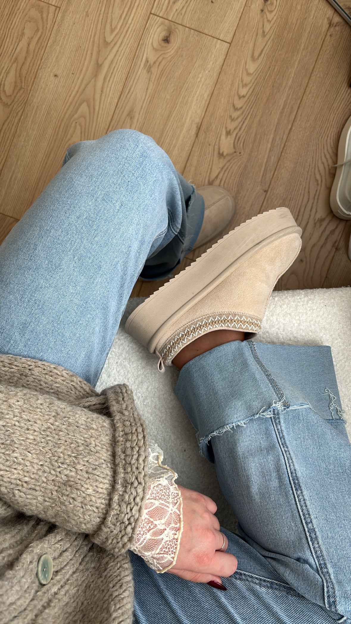 Mules fourrées beige - MIRA