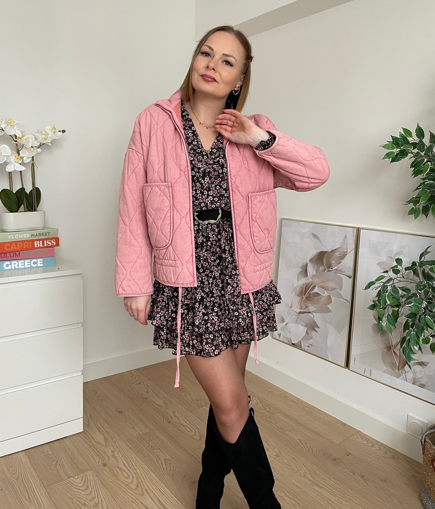 Veste matelassée rose INES