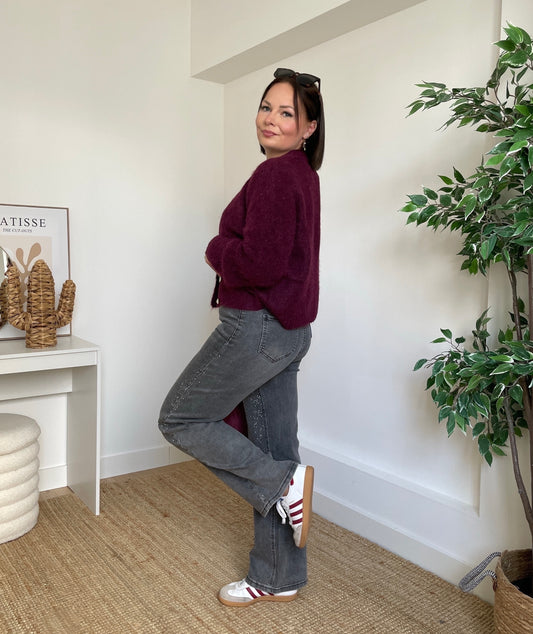 Jeans gris à strass - MEIDA