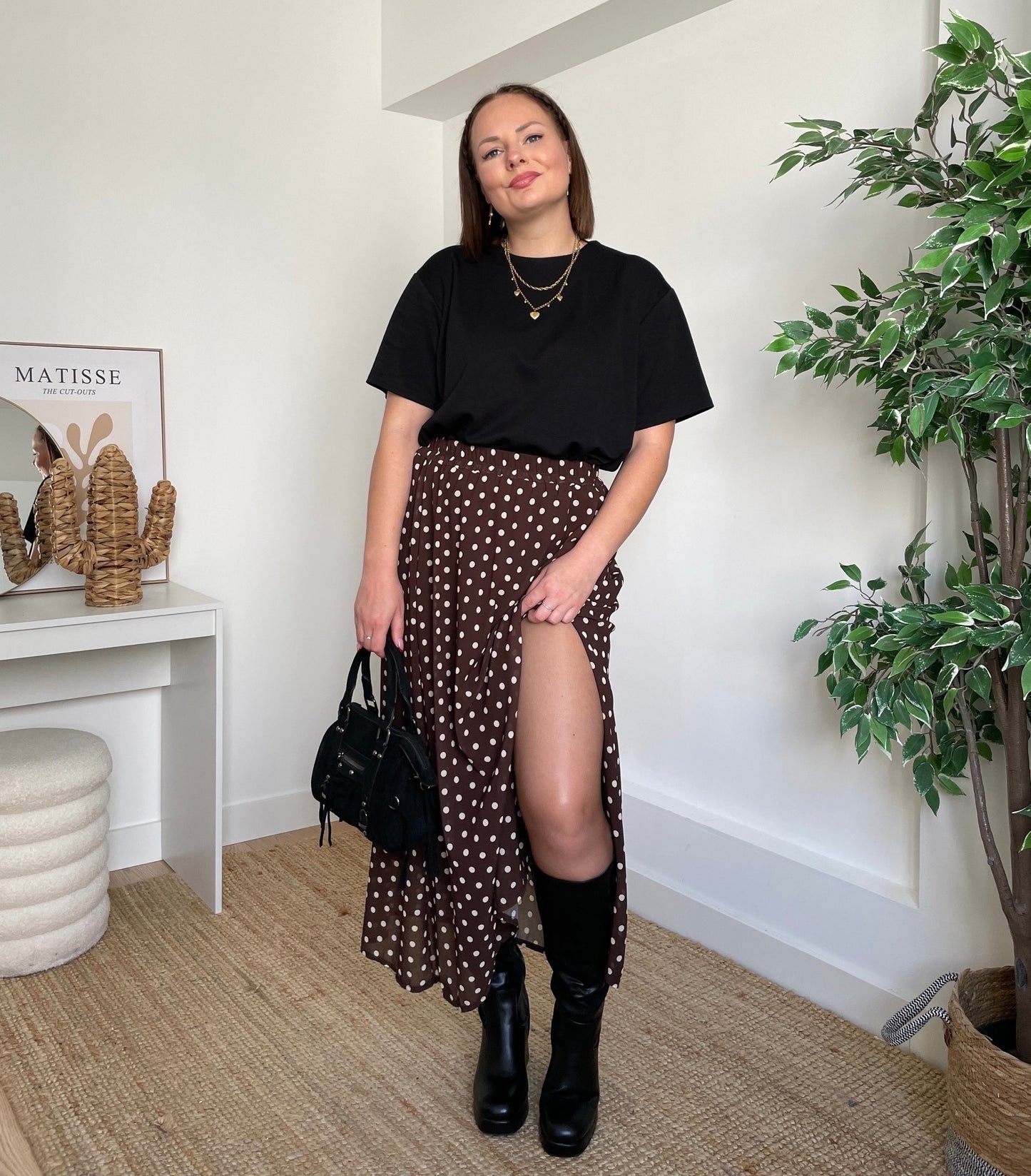 Jupe longue marron - NOISETTE