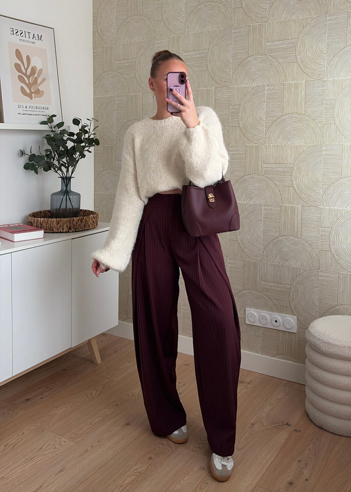 Pantalon à rayures bordeaux - ZAIA
