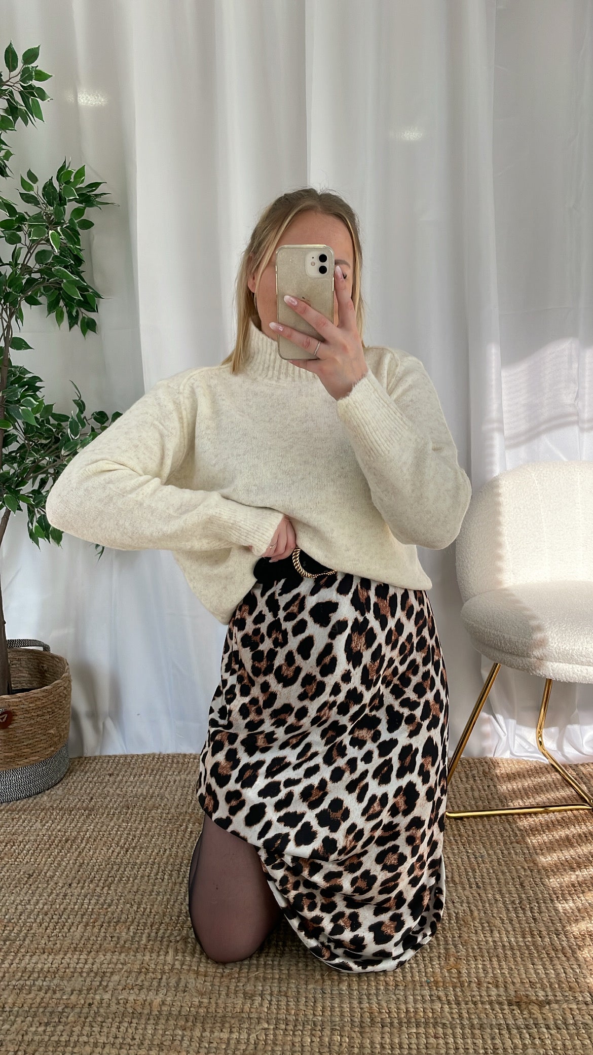 Pull écru col roulé NADIM