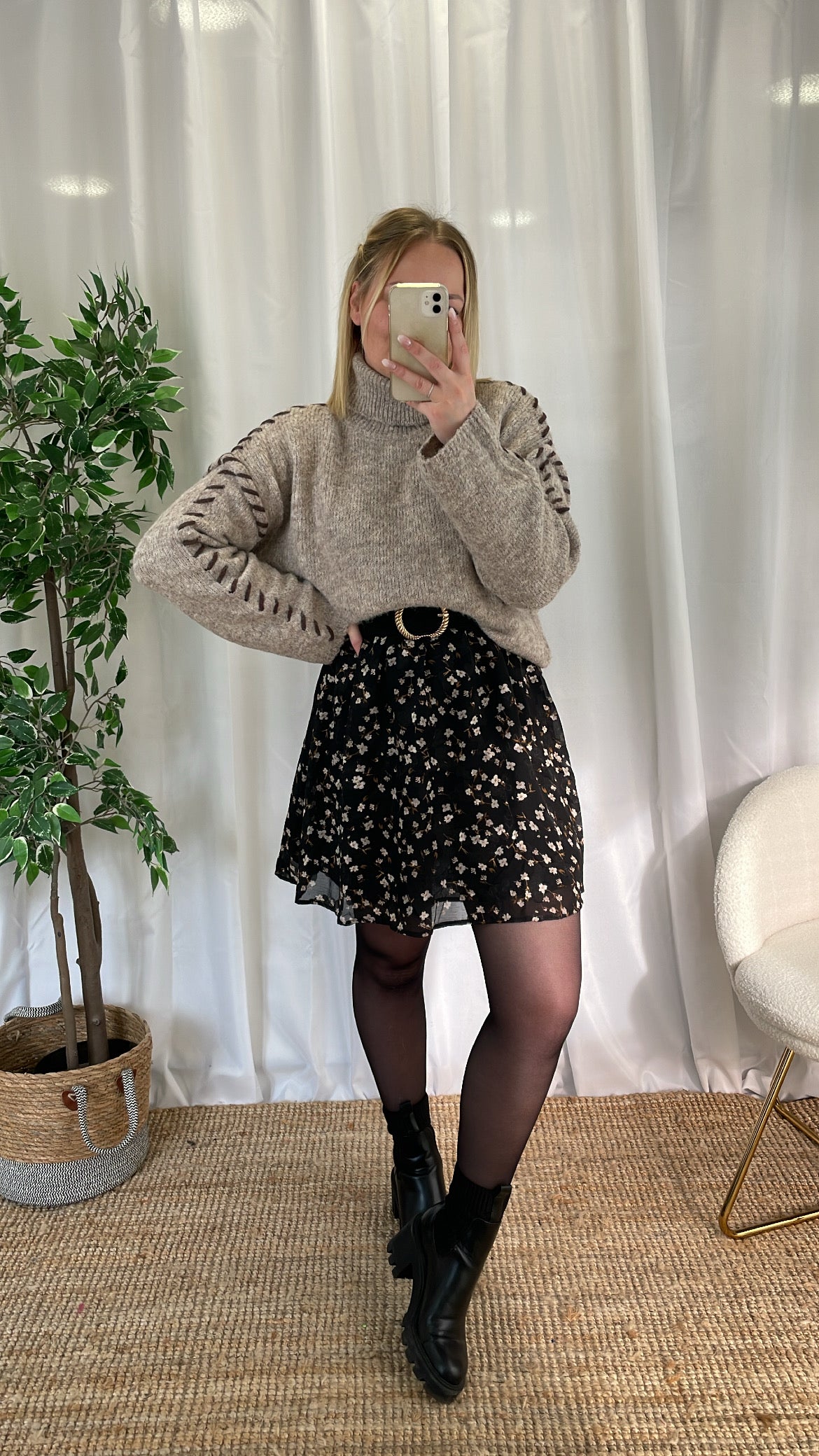 Pull col roulé beige PALIO