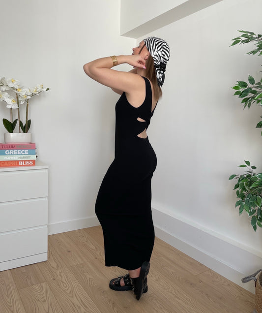 Robe longue moulante noire SERENA