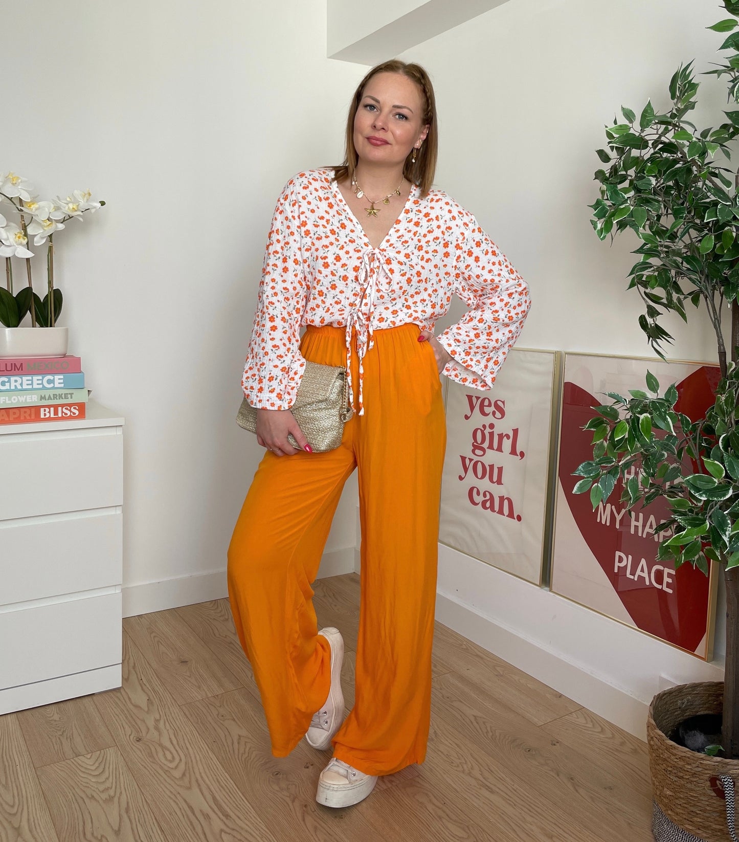 Pantalon fluide orange CLAIRE