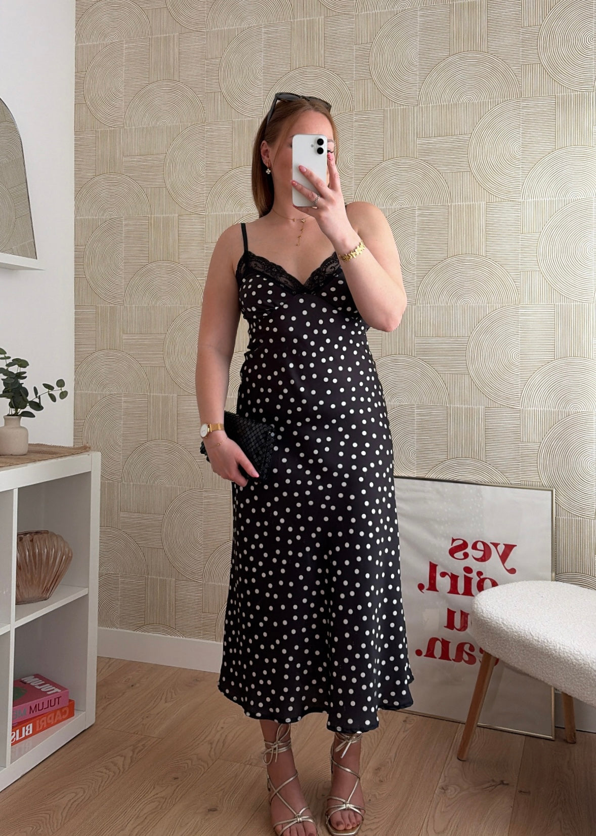 Robe longue Ă pois noir - NIRMA