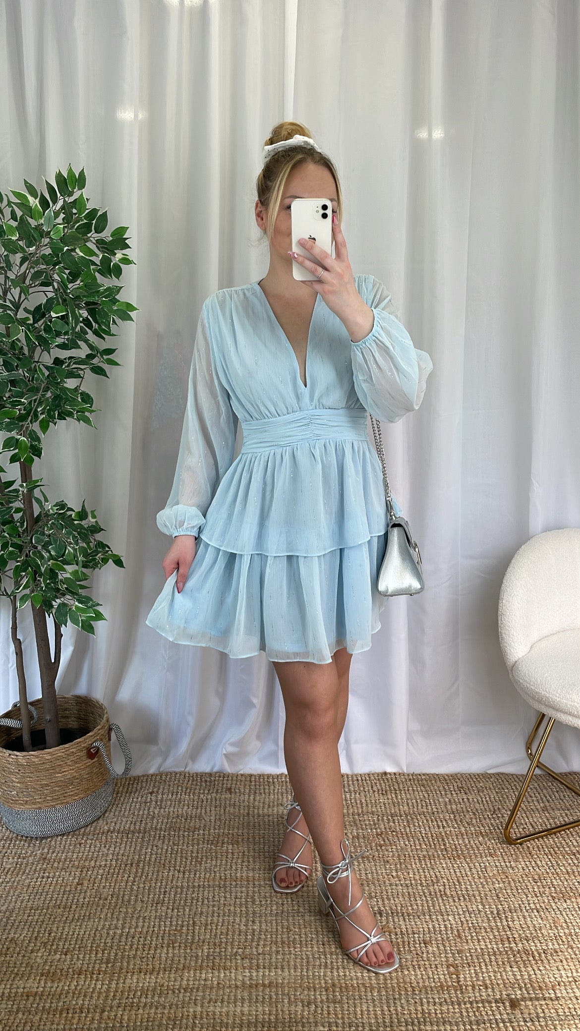 Robe courte CÉRÉMONIE - Bleu pastel