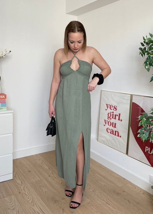 Robe longue kaki HALMA