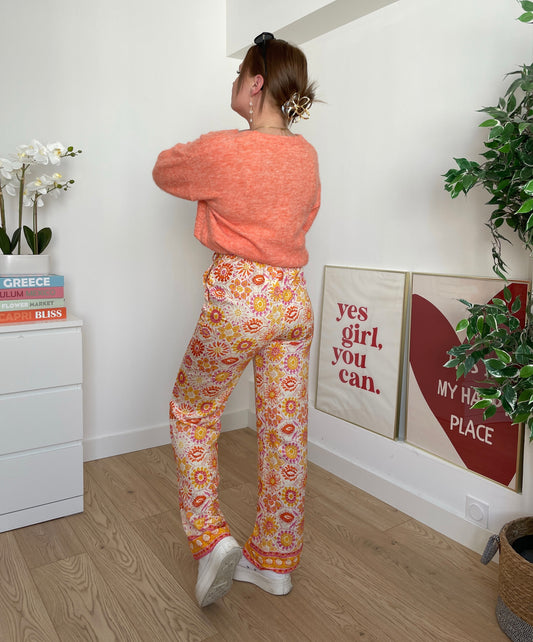 Pantalon fluide à motifs jaune CALLISTA