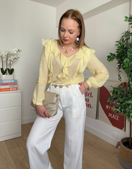 Blouse unie jaune ALIX