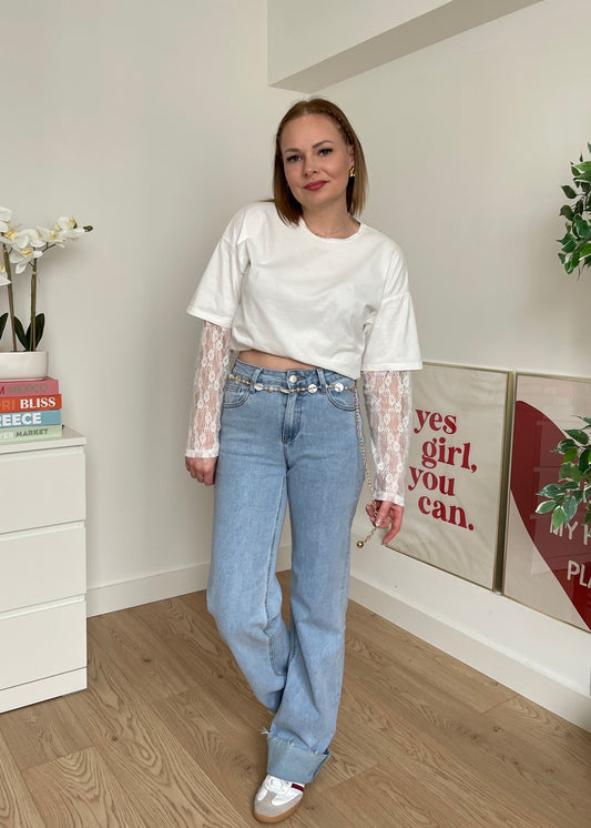 Tee-shirt blanc à dentelles ISABELLE