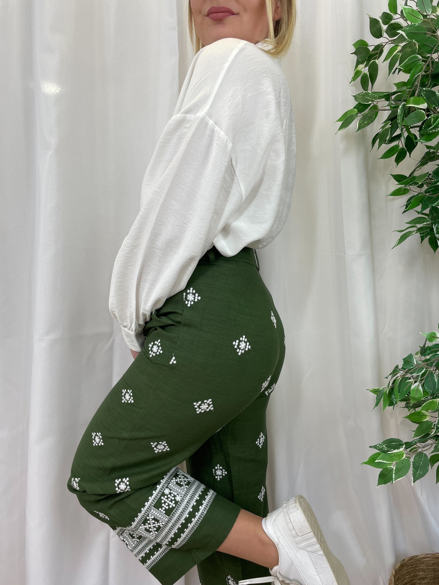 Pantalon en lin VINITO - Kaki