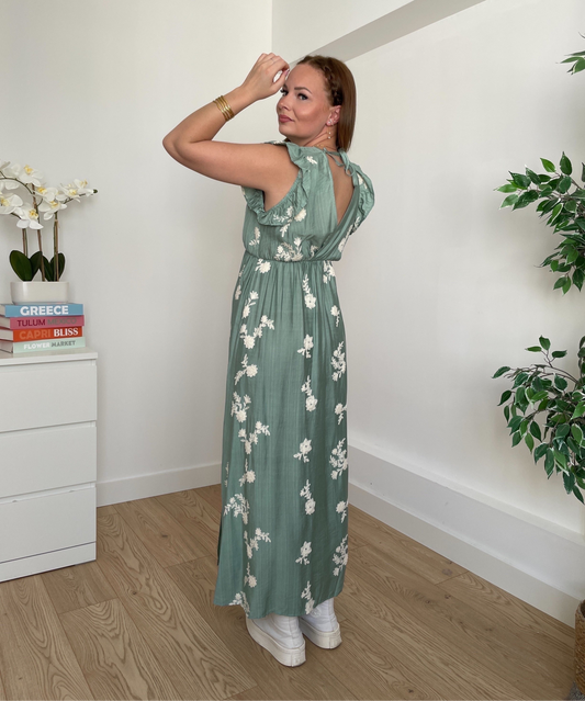 Robe longue céladon CAÏANA