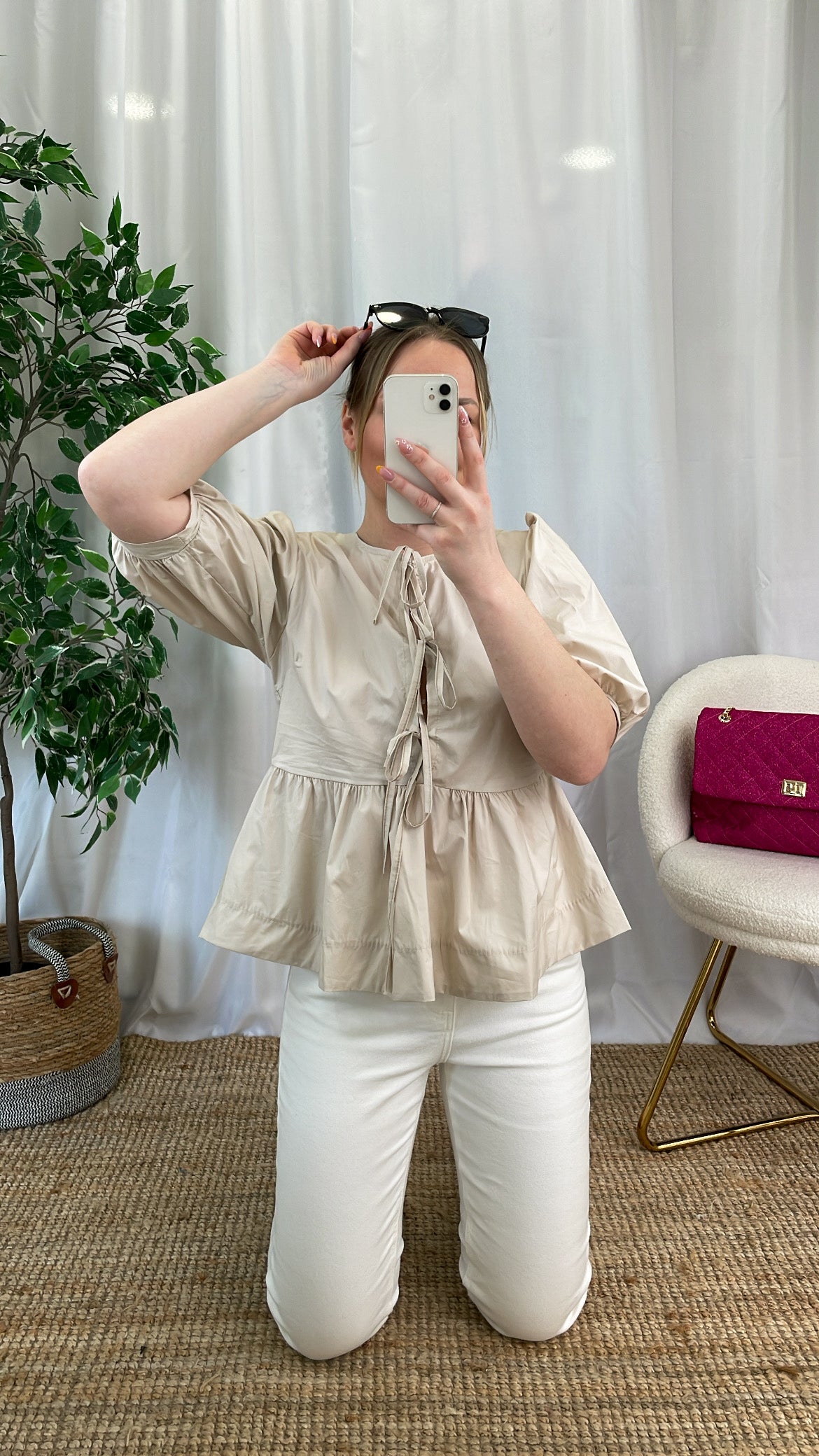 Blouse à nœuds LAÏA - Beige