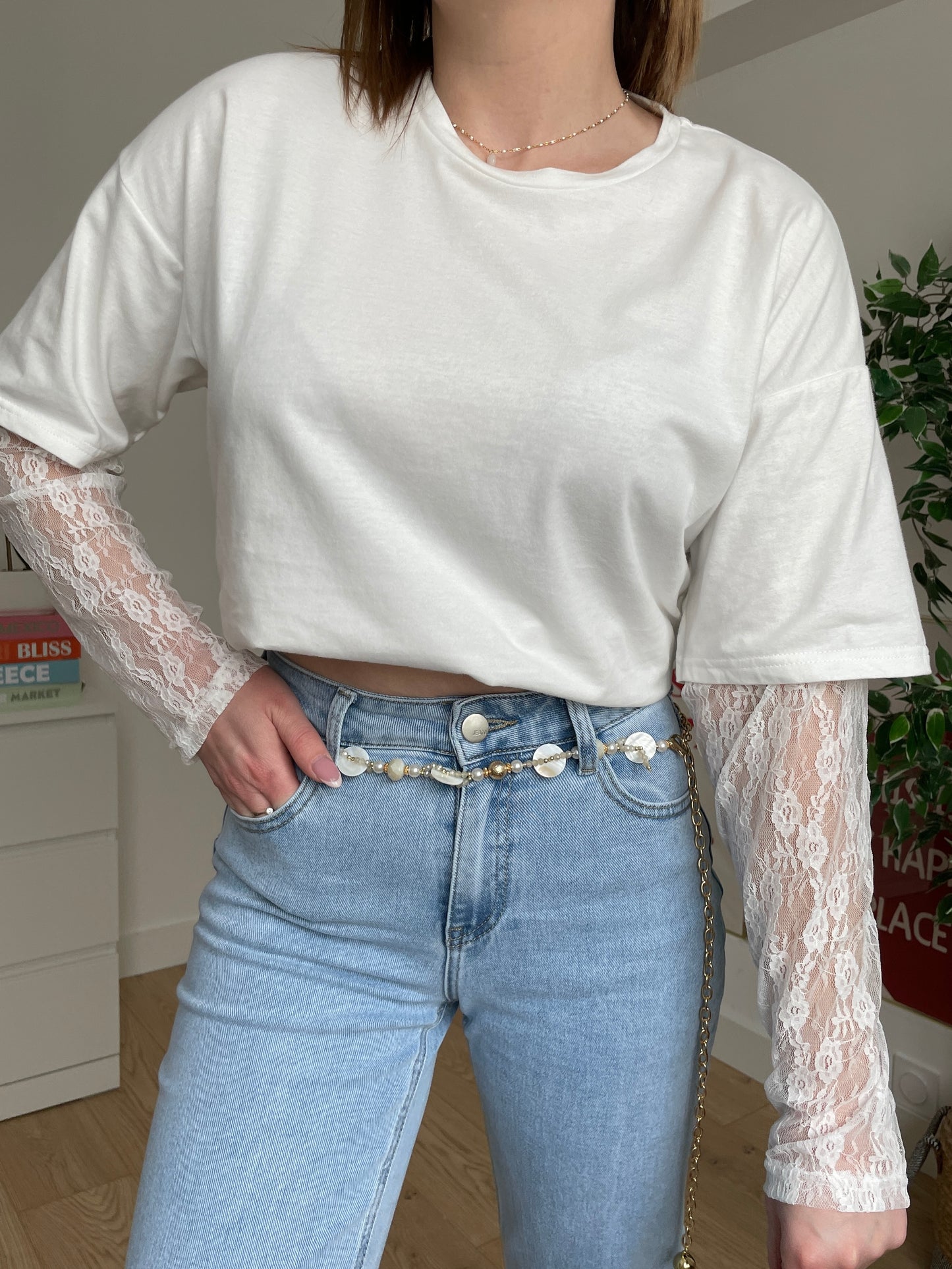 Tee-shirt blanc à dentelles ISABELLE