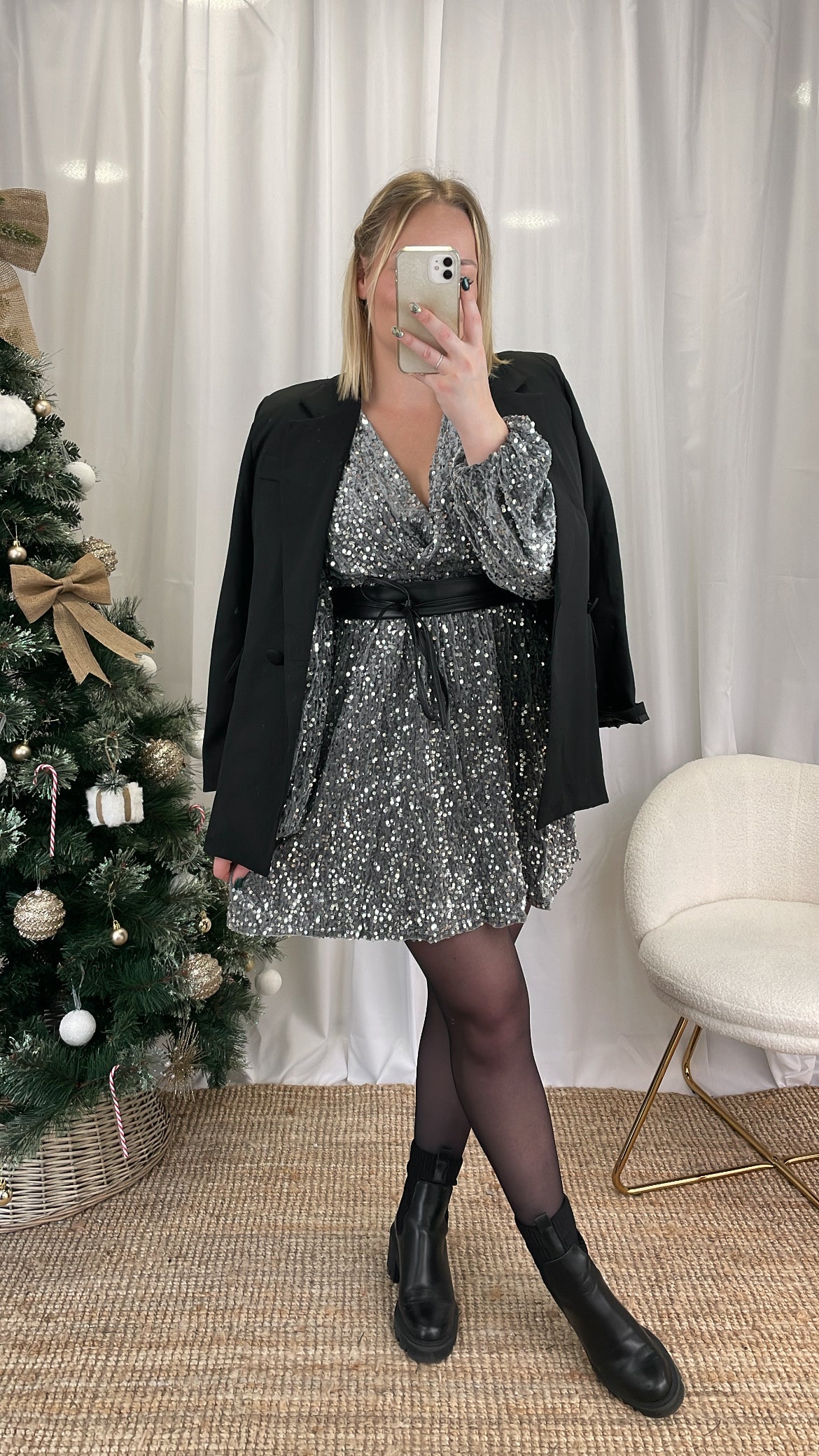 Robe à sequins grise LEXA