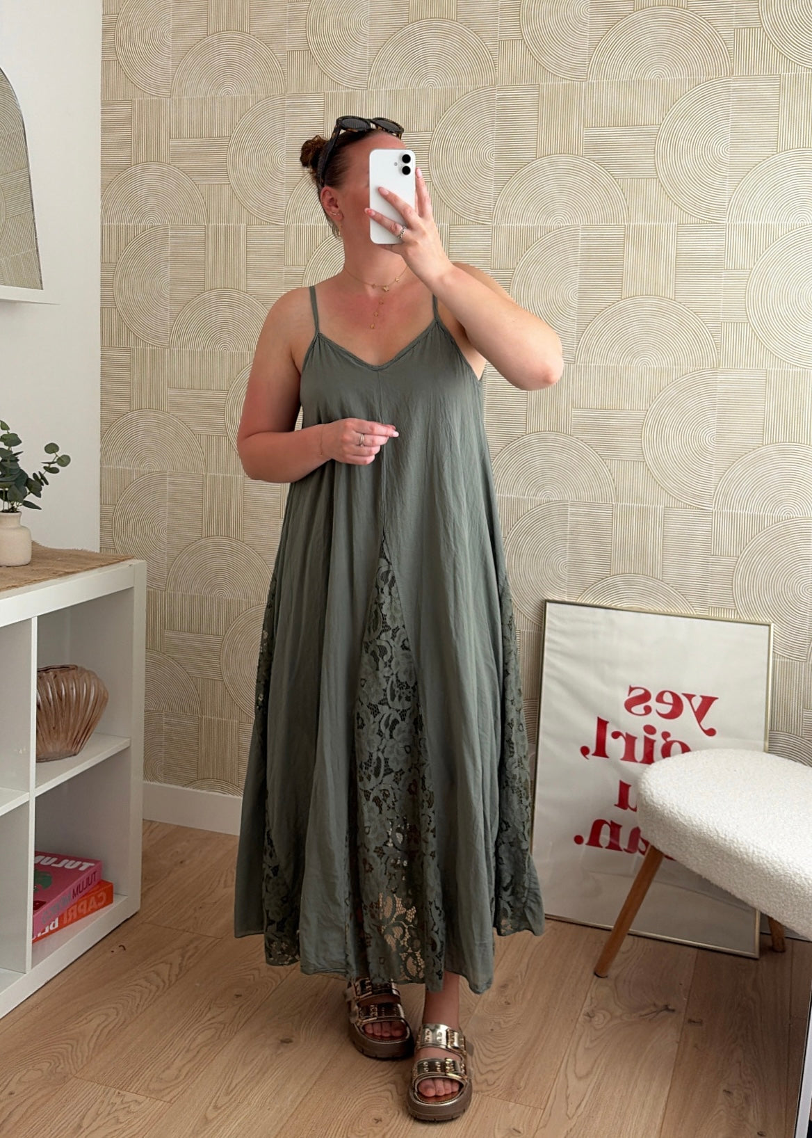 Robe dentelle kaki - CALIPSO