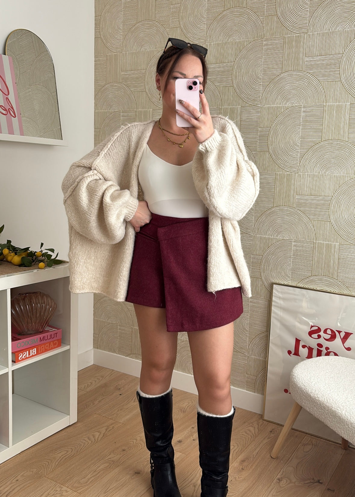 Jupe short bordeaux - NAÏSSA