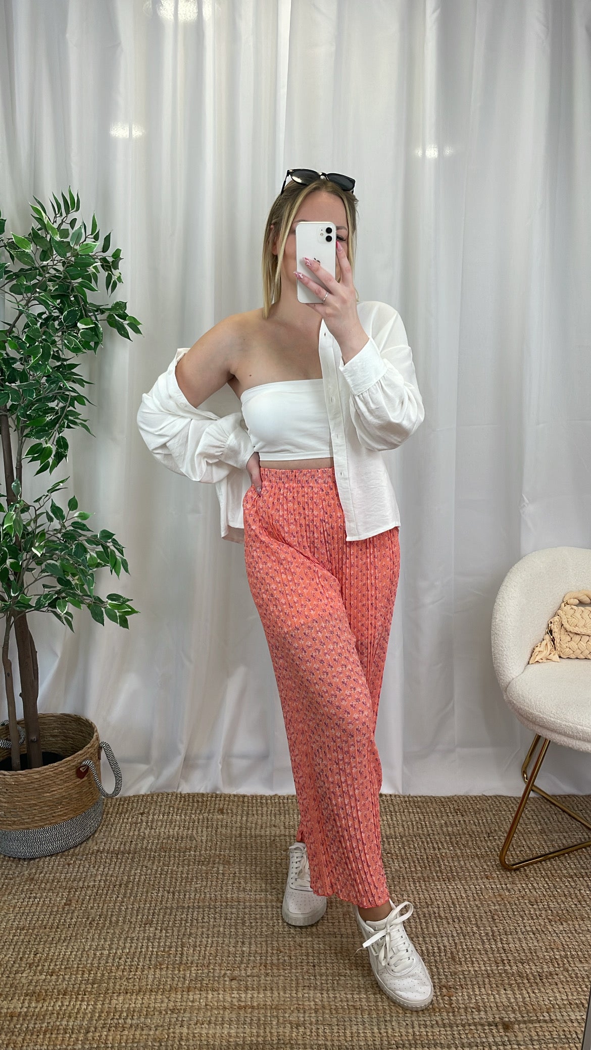 Pantalon plissé SOHOYA - Orange