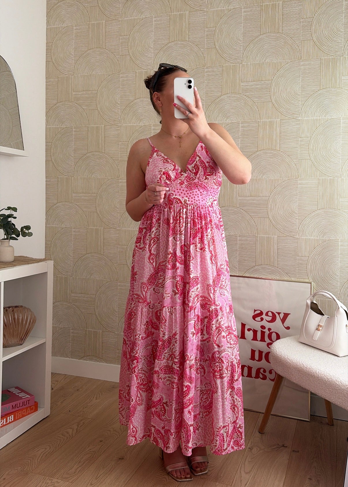 Robe longue bohème rose - AZURA