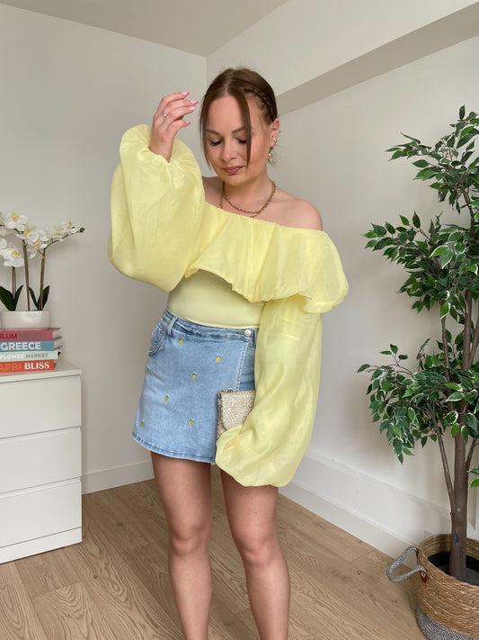 Tops épaules dénudées jaune CLAUDIE