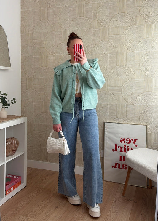 Gilet maille vert d'eau - CLAUDIA